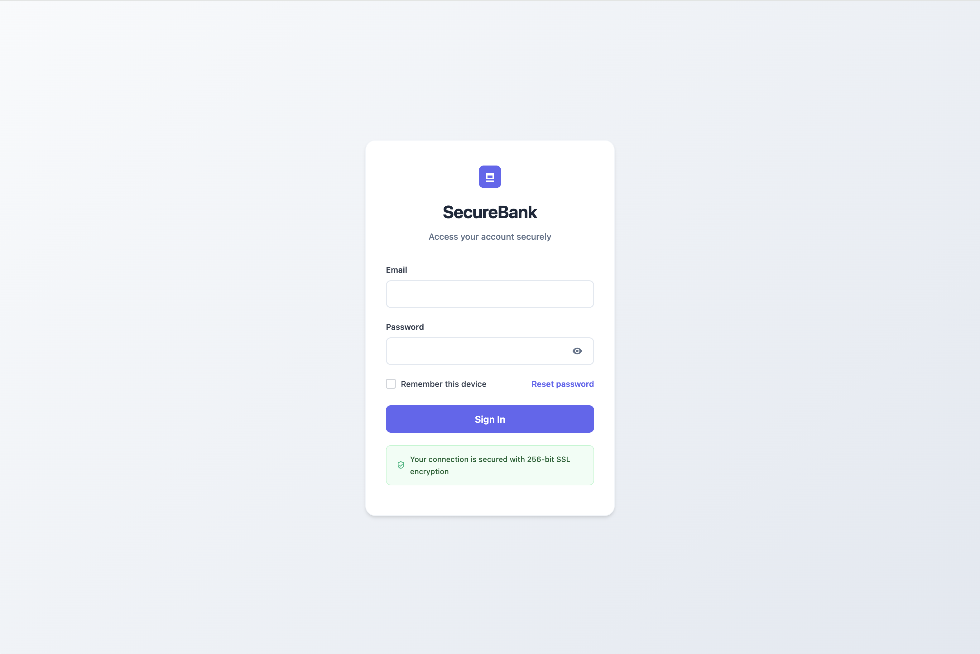 Clean Banking form preview